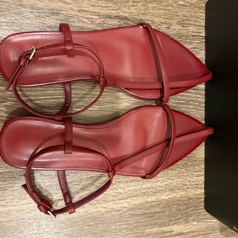 Women’s Burgundy Flat Leather Sandal Mules 8.5 - Picture 5 of 5